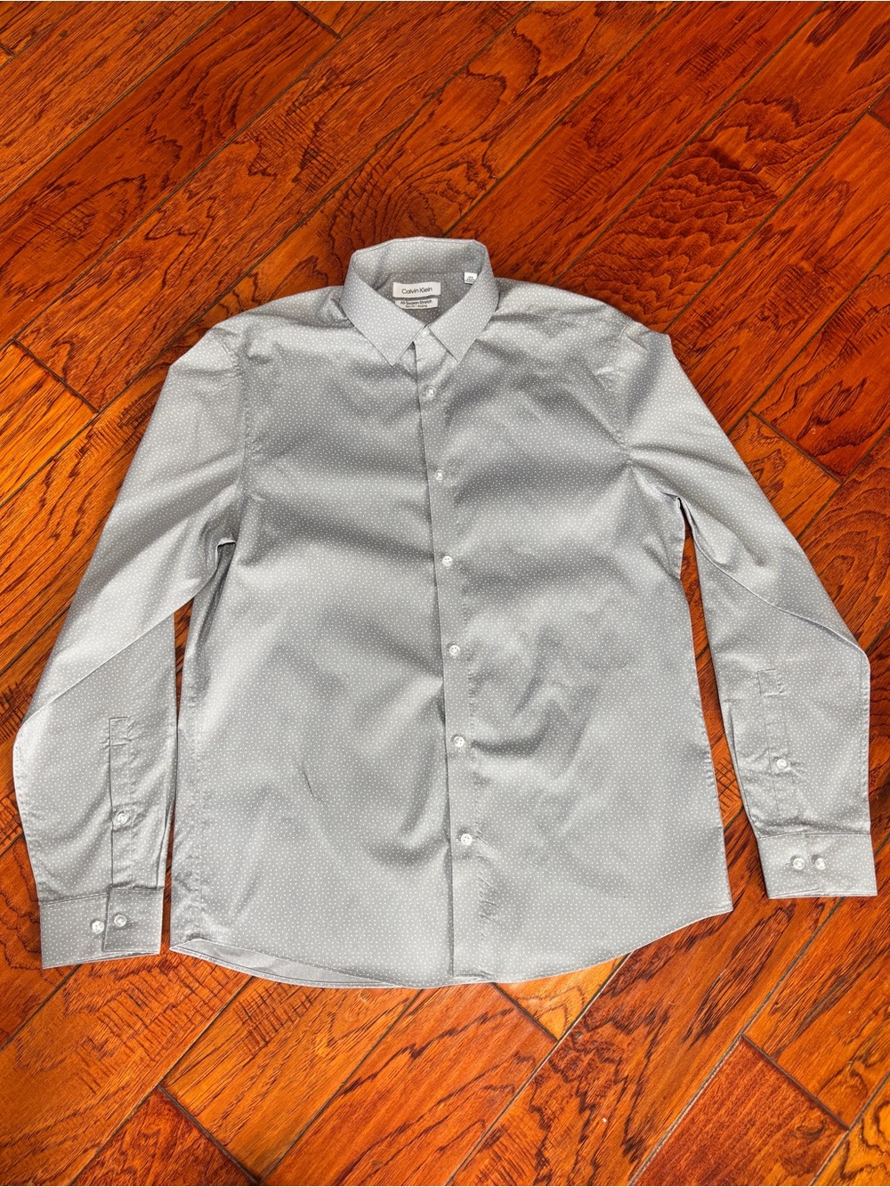 Calvin Klein Light Gray Subtle Dot Button-Down Shirt